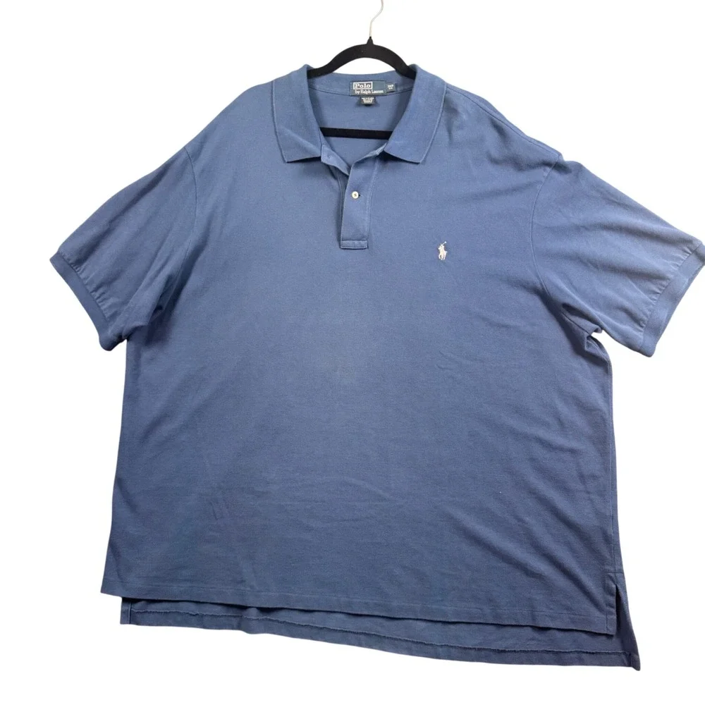Polo‎ Ralph Lauren 3XB Blue Pique Polo Shirt Preppy Old Money Big Preppy Coastal